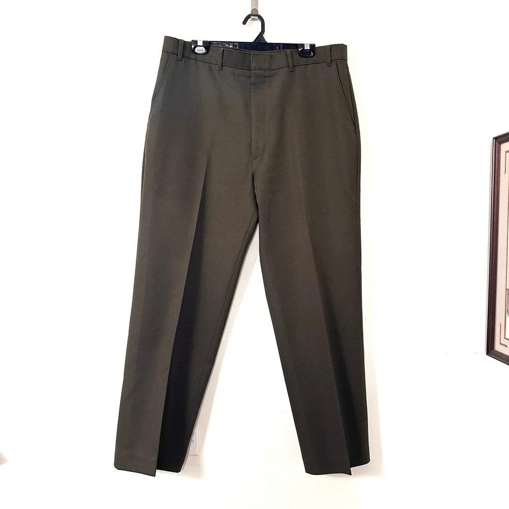 VTG Levi's Action Slacks 38x30 Olive Green Brown Made USA Dress Pants Grandpa